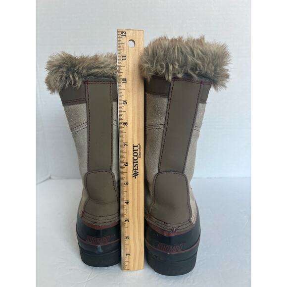 KHOMBU North Star Snow Waterproof Winter Faux Fur Brown Black Mid Calf Boots 9 - Picture 6 of 13